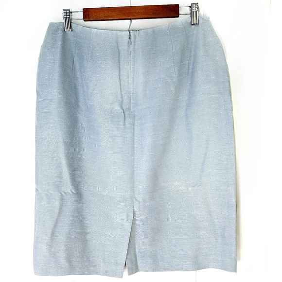 Linda Allard Ellen Tracy Textured Distressed Striated Silk Pencil Skirt Sz 14 - Picture 3 of 12